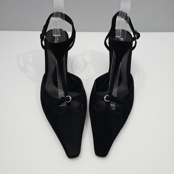 NEW Jeffrey Campbell Petit Pumps Womens 10 Black Suede Kitten Heel Pointed Toe - Picture 4 of 13
